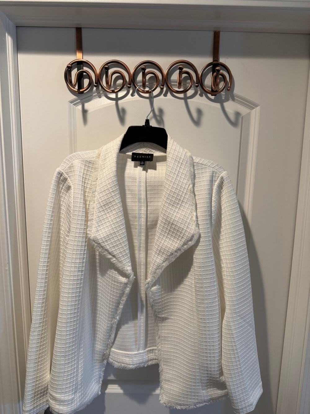 Premise Cream Open-Front Textured Waffle Blazer